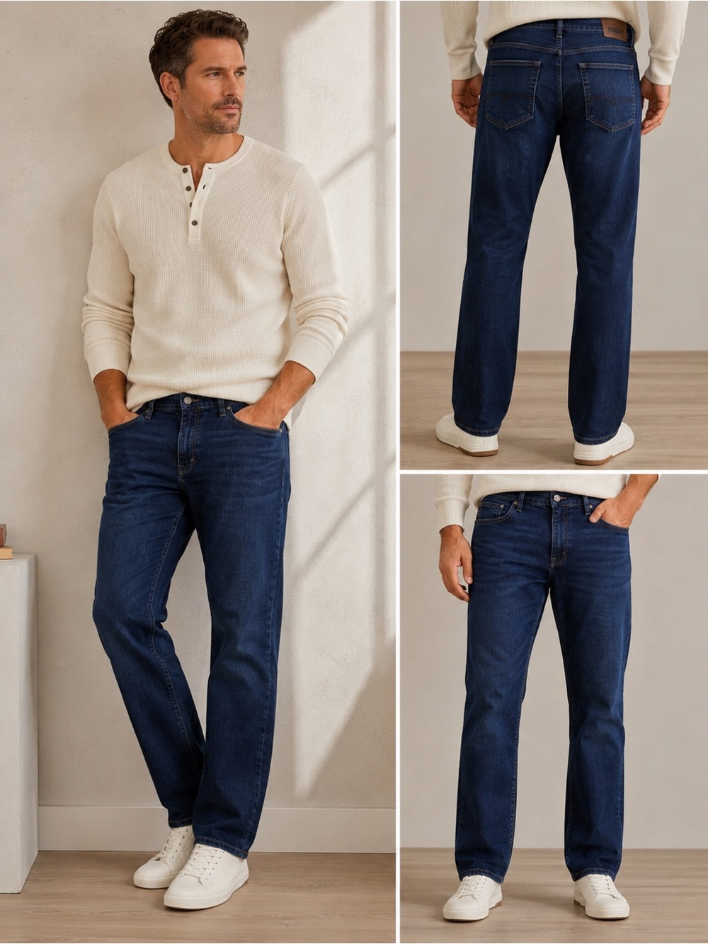 Mavi Matt Relaxed Straight Leg Jeans – Men’s 38x32 Dark Wash Stretch Denim